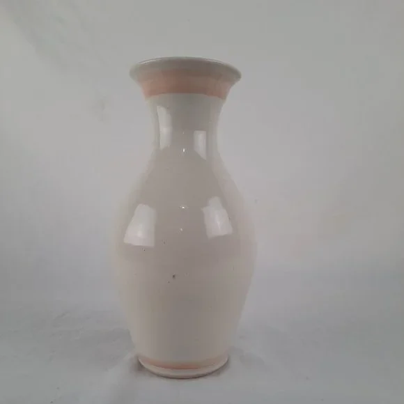 Hand painted Iris on Studio Pottery Vase Signed 9" tall - Picture 2 of 4